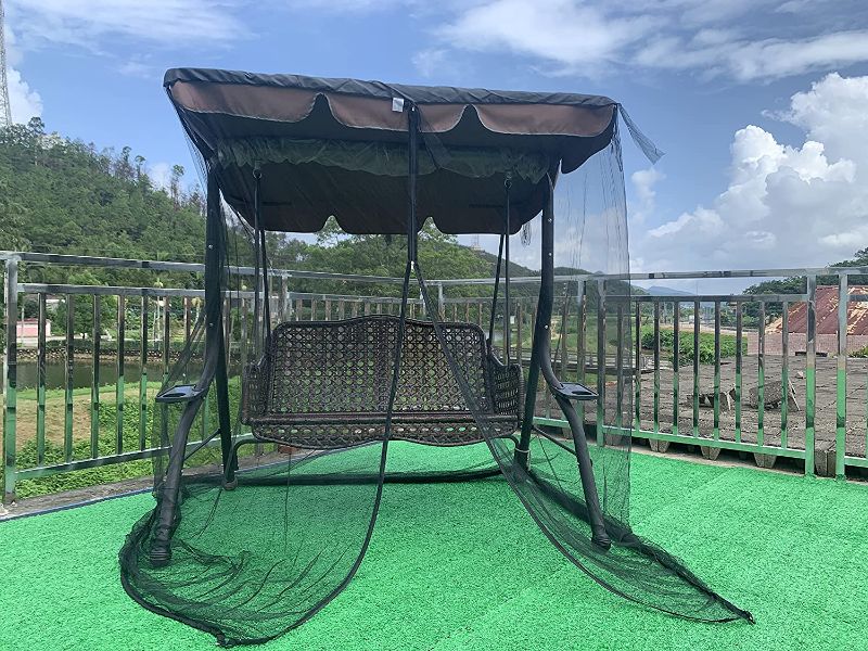 Photo 1 of 2 Person Outdoor Patio Swing Chair Mosquito Nets Patio Umbrella, Polyester Mesh Mosquito Nets, Universal Canopy Hanging Swing Glider Lounge Chair Mosquito Nets, Double Zipper Door Mosquito Nets