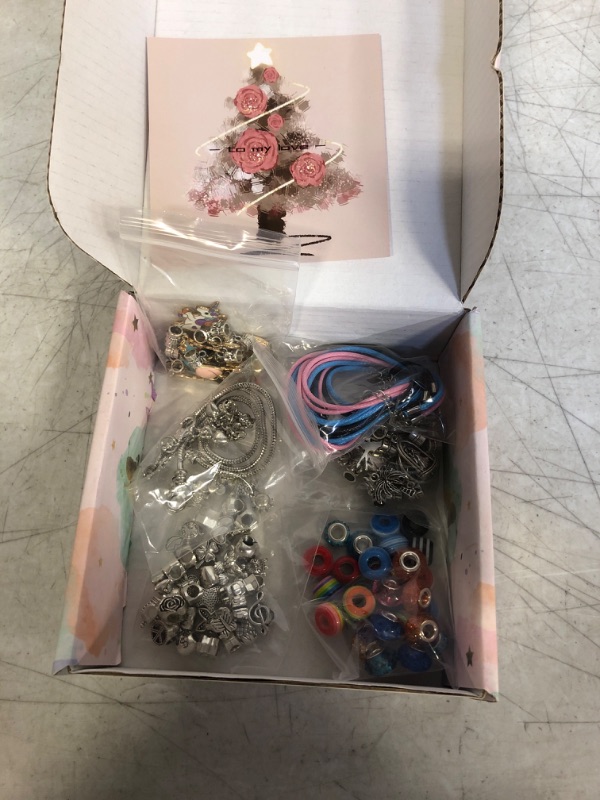 Photo 2 of Charm Bracelet Making Kit Including Jewelry Beads Snake Chain Charm Bracelets Jewelry Making Kit With Beads Bracelets Charms Necklace DIY Crafts Gifts Set for Teen Girls Kids Age 5-12
