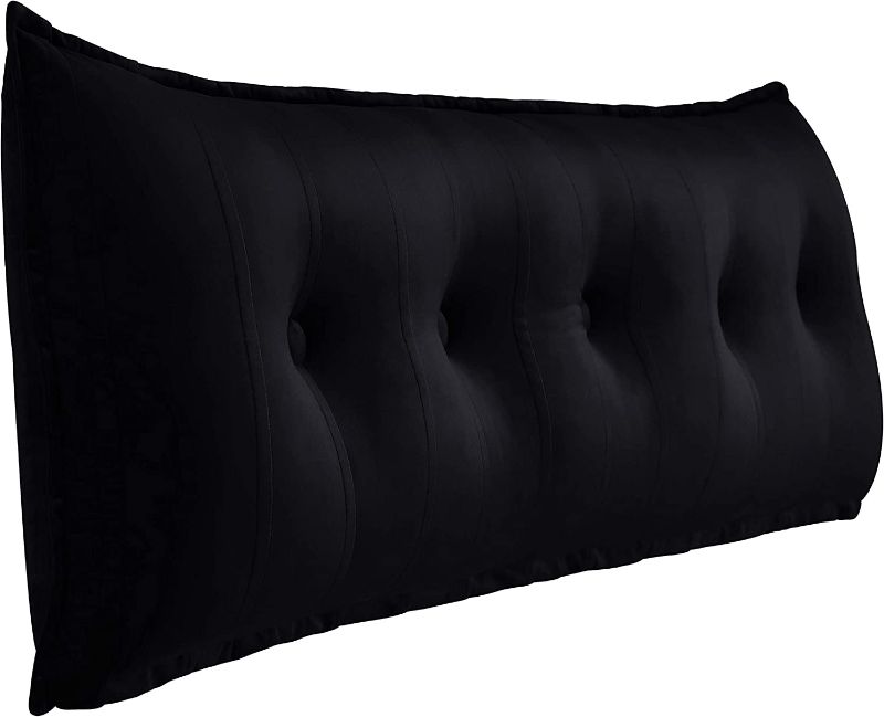 Photo 1 of (Does not Specify Size) VERCART Large Bolster Headboard Pillow Daybed Pillows Bed Rest Reading Pillow Bed Headboard Pillow Backrest Positioning Support Pillow with Velvet Washable Cover Black 