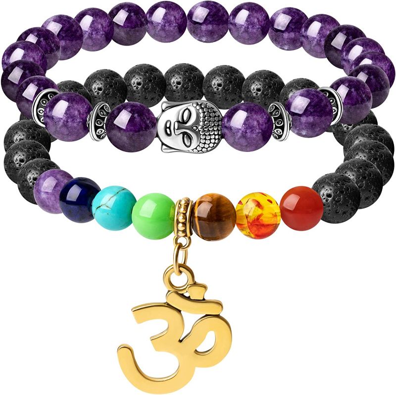 Photo 1 of Crystals and Healing Stones chakra bracelets crystal bracelet Healing Crystals Chakra Stones Meditation Relax Anxiety Bangle for Womens Mens