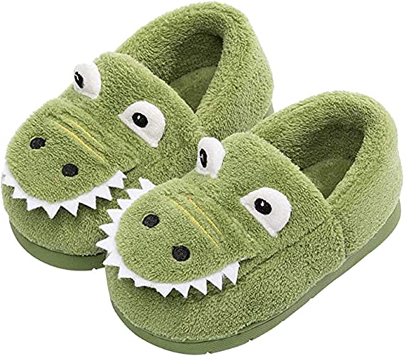 Photo 1 of  Girls Boys Home Slippers Warm Dinosaur House Slippers for Toddler Fur Lined Winter Indoor shoes (SIZE  4.5-5.5 Toddler)