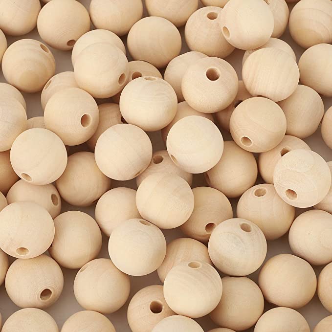 Photo 1 of 140pcs 20mm Natural Wood Beads - Unfinished Loose Wood Beads Crafts, Suitable for Home and Holiday Decor, DIY Jewelry Making