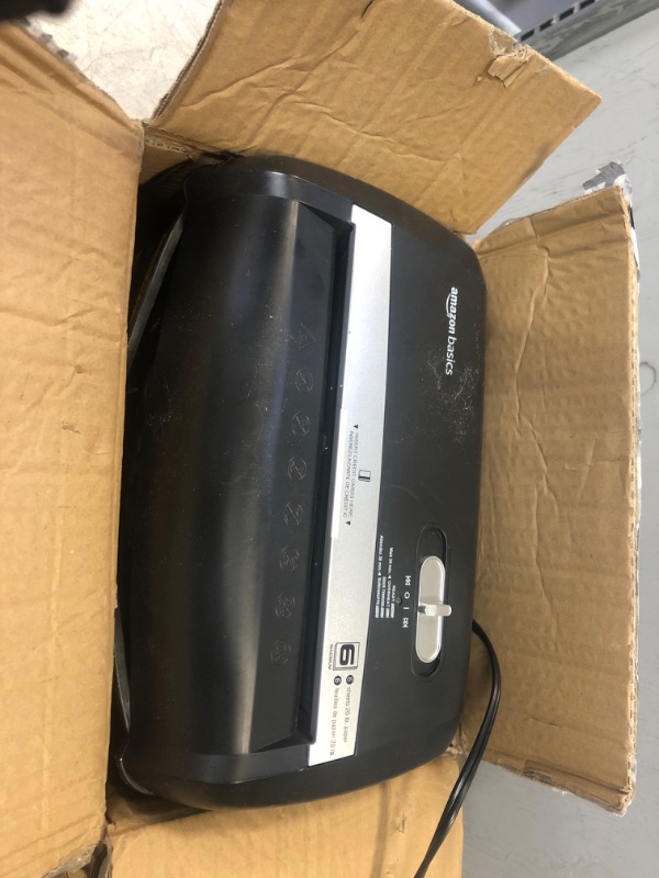 Photo 1 of Amazon Basics 6-Sheet Cross-Cut Paper and Credit Card Home Office Shredder 6 Sheet Shredder ** USED 