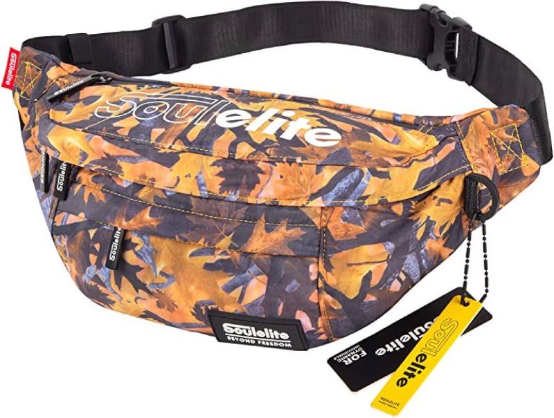 Photo 1 of Fanny Packs for Women Men, Soulelite fashionable waterproof Waist Pack Belt Bag with Adjustable Strap for Outdoors Traveling Casual Running Hiking Cycling (yellow leaf)
