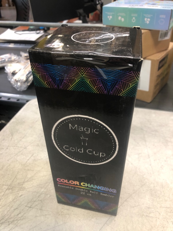 Photo 3 of 22oz Rainbow Color Changing Cup with Lid and Straw for Adults by Magic Cold Cup - BPA-FREE Reusable Double Wall Tumbler is Unbreakable & Leakproof with Resealable Lid Plug and Straw Cleaner
