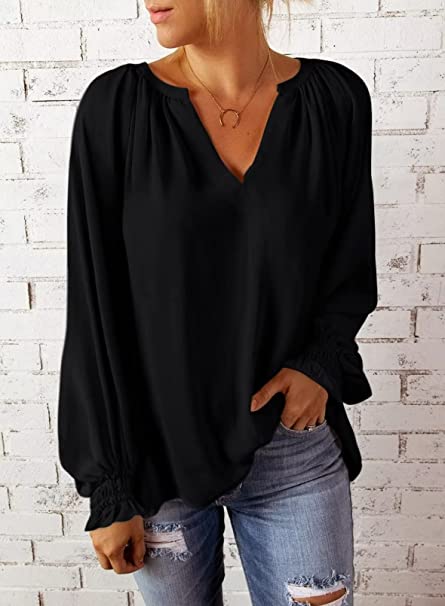 Photo 1 of BEZEKC Chiffon Blouses for Women Fashion 2022 Long Sleeve Ladies Tops Dressy casual Fall Tunic Tops XL 
