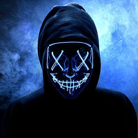 Photo 1 of Halloween Mask Light Up, Hacker Purge Mask, Scary LED Mask for Cosplay Costumes Festival Carnival Party Gifts Kids Men Women
