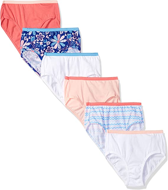 Photo 1 of Hanes Girls and Toddler Underwear, Cotton Knit Tagless Brief, Hipster, and Bikini Panties, Multipack (Colors May Vary)
