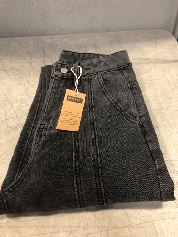 Photo 2 of Genleck Women's Baggy Jeans y5k Relaxed Fit Casual Denim Pants Mom Jeans High Waisted Balloon Tapered Jeans Grey size xs