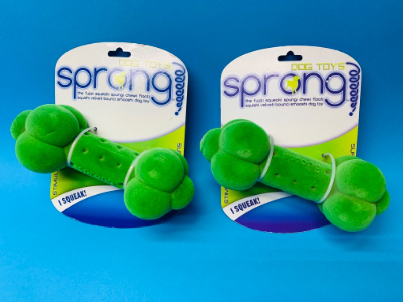 Photo 1 of 635031… 2 sprong fuzzi squeaki dog toys 