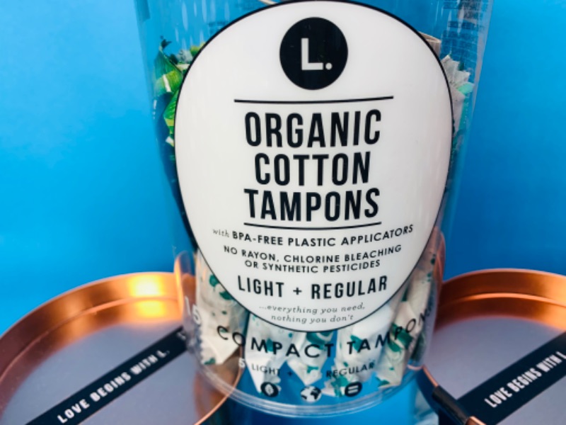 Photo 2 of 635191… 3 L. Organic cotton light/ regular tampons 45 total count in reusable containers 