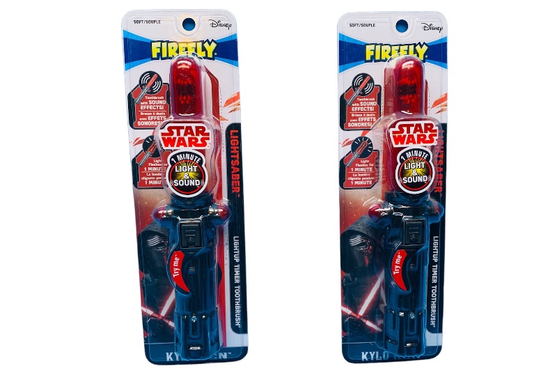 Photo 1 of 635204… 2 Disney Star Wars lightsaber toothbrushes with light,  sound, and timer