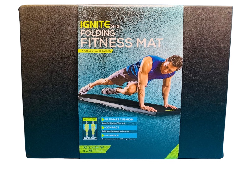 Photo 2 of 635244… Ignite folding fitness mat 72 x 24 and 1.75 thick durable folds for easy storage and transport 