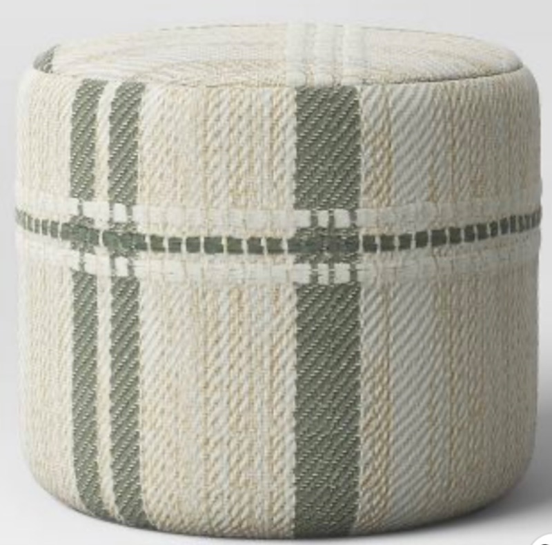Photo 1 of 635344…cylinder pouf woven plaid footstool 