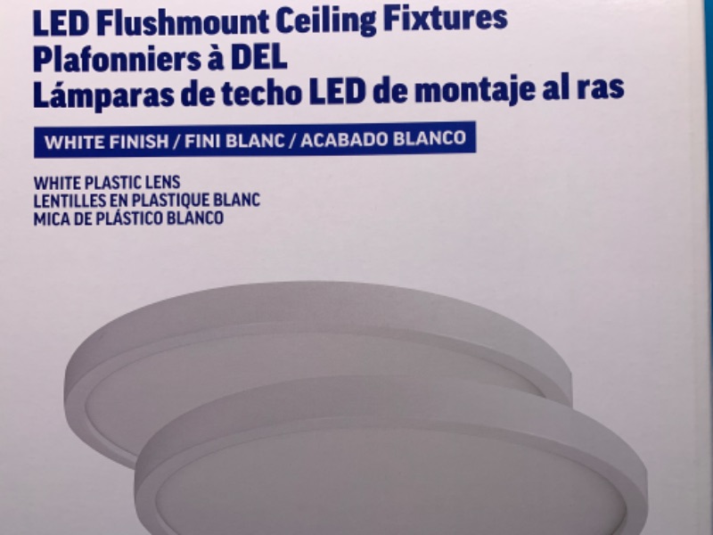Photo 1 of 635388… 2 pack LED flushmount ceiling fixtures 13 x 13 x 1” adjustable white