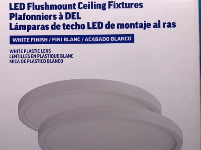 Photo 2 of 635389… 2 pack LED flushmount ceiling fixtures 13 x 13 x 1” adjustable white