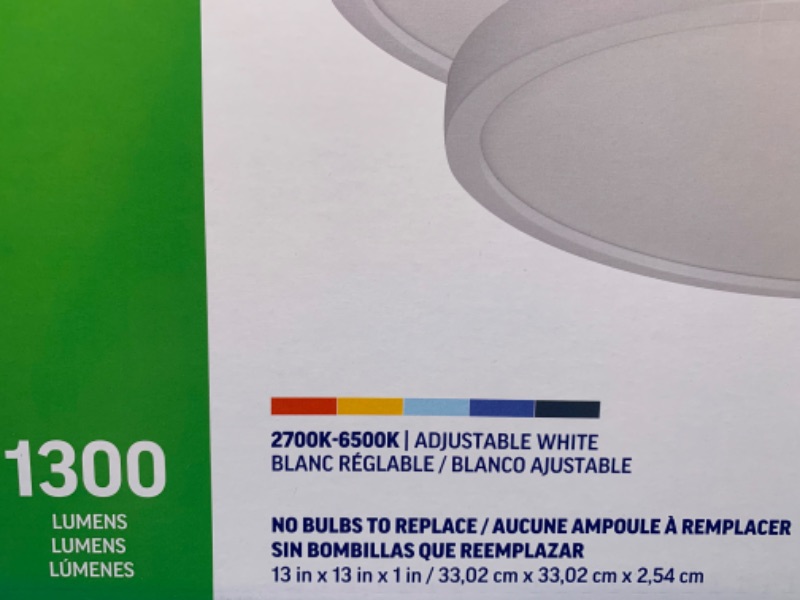 Photo 1 of 635394… 2 pack LED flushmount ceiling fixtures 13 x 13 x 1” adjustable white