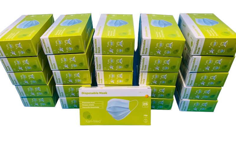 Photo 1 of 635397…650 disposable 3-ply masks - 26 boxes of 25 masks in each 