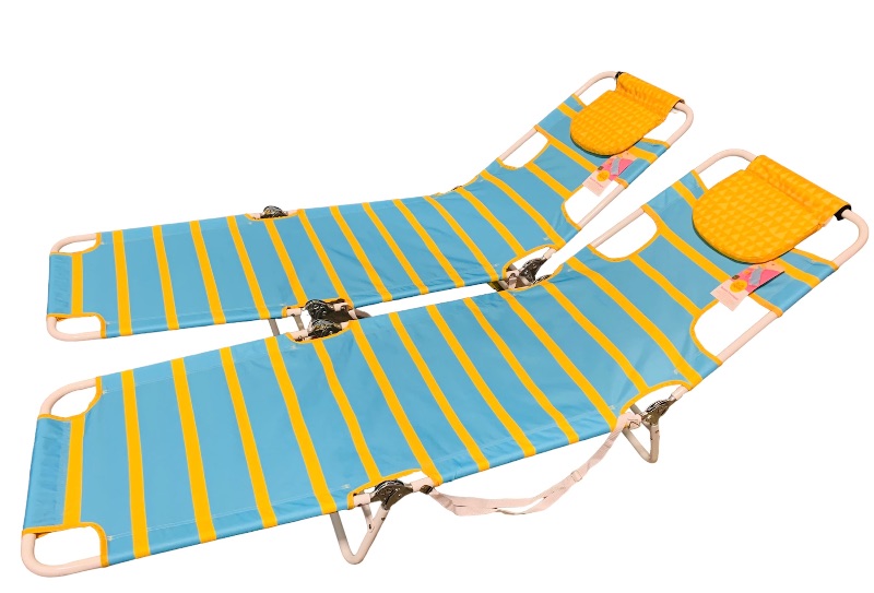 Photo 1 of 635601…2 sun squad beach loungers with foam pillows 