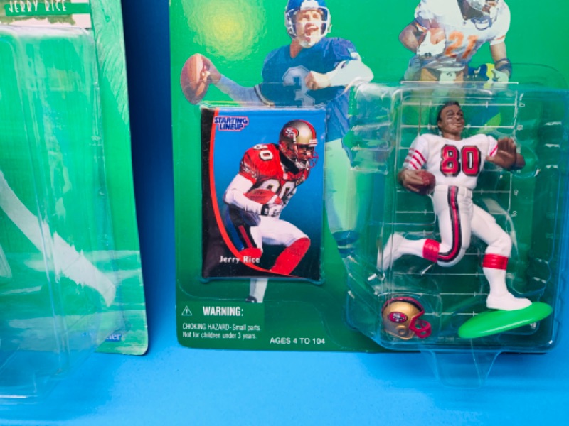 Photo 2 of 636028…vintage startling lineup football figures- Rice, Farve, Montana 