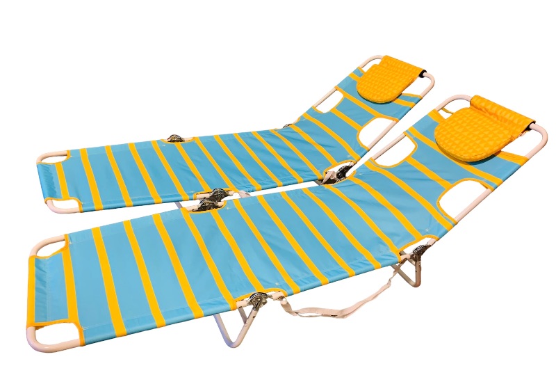 Photo 1 of 636305…minor damage- bent- 2 sun squad beach lounger chairs 