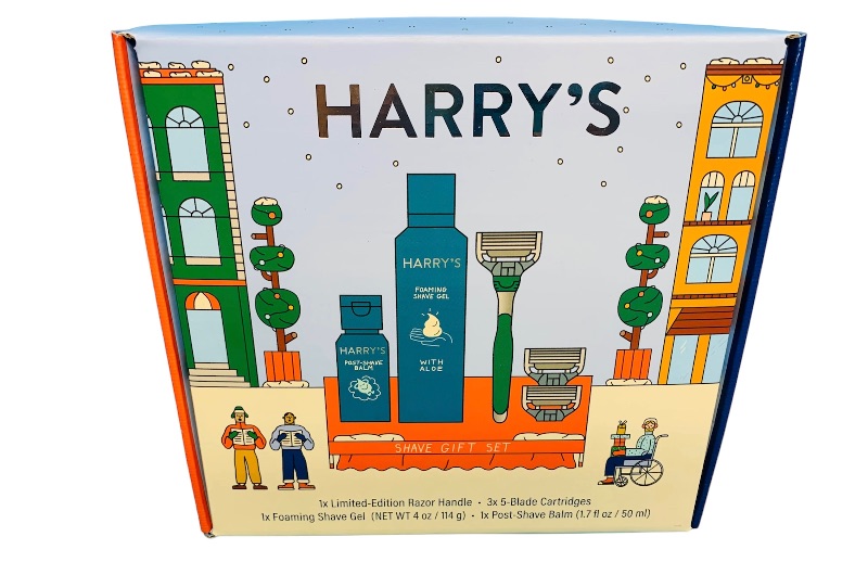 Photo 2 of 636462… Harry’s shave set includes razor handle, 3 blade cartridges, gel and balm