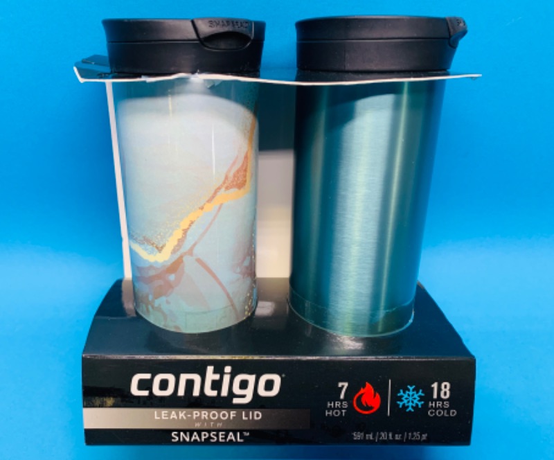 Photo 1 of 636496…2 contigo leakproof bottles with snapseal  18 hours cold 7 hours hot 