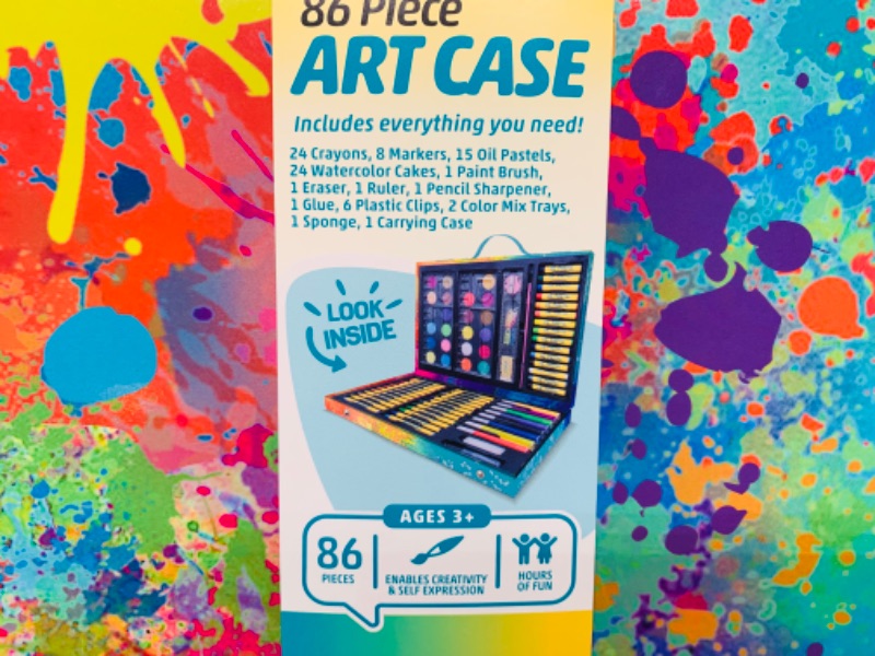 Photo 1 of 636503… 86 piece art case - crayons, markers, oil pastels, watercolor cakes, paint brush and more