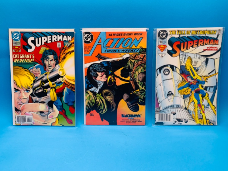 Photo 1 of 636761… 3 older Superman comics in plastic sleeves 