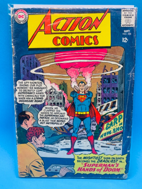 Photo 1 of 636762…condition issues-vintage $.12 cent action comics in plastic sleeve 