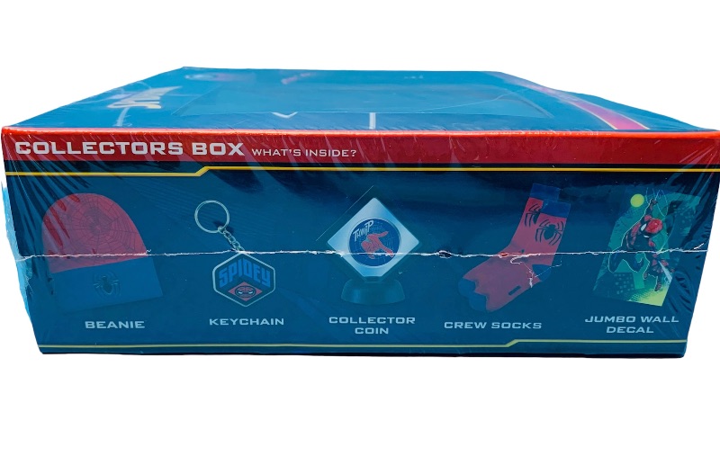 Photo 2 of 636794…Spider-Man collectors box - includes beanie, keychain, coin,crew socks, and jumbo wall decal