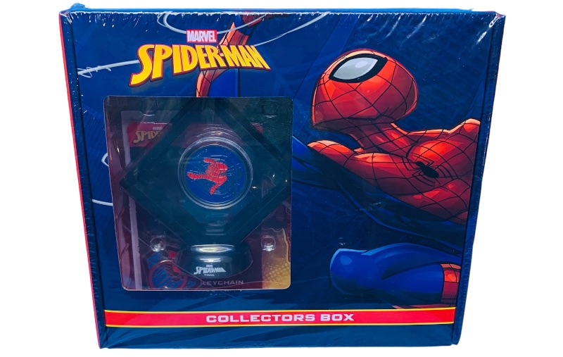 Photo 1 of 636794…Spider-Man collectors box - includes beanie, keychain, coin,crew socks, and jumbo wall decal