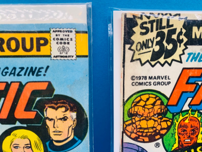 Photo 3 of 637114…2 vintage fantastic four  comics in plastic sleeves - some stains and wear