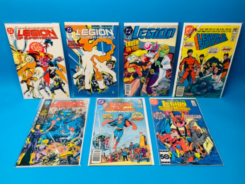 Photo 1 of 637155…7 vintage legion of superheroes comics in plastic sleeves 