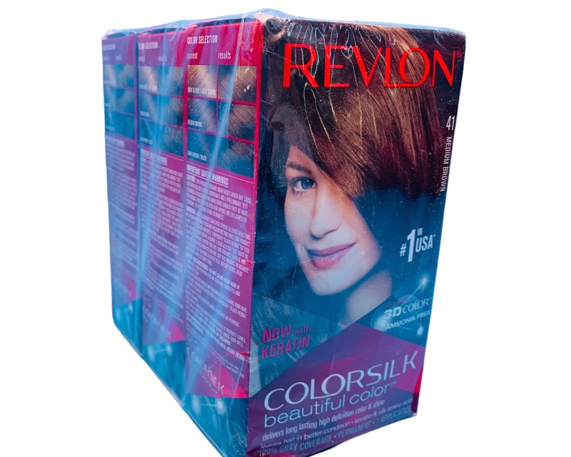 Photo 1 of 637176…3 boxes of revlon colorsilk hair color kits - medium brown color 