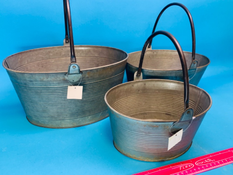 Photo 4 of 637216…3 nestling decorative metal buckets 