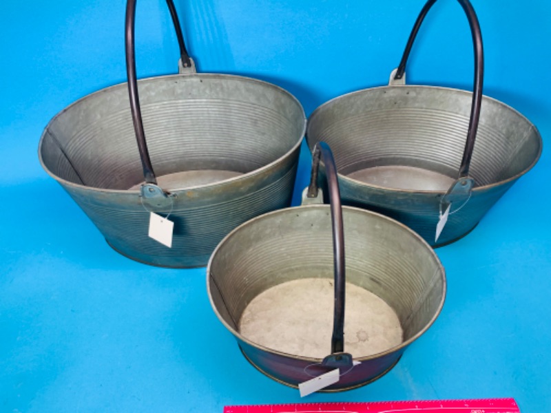 Photo 3 of 637216…3 nestling decorative metal buckets 