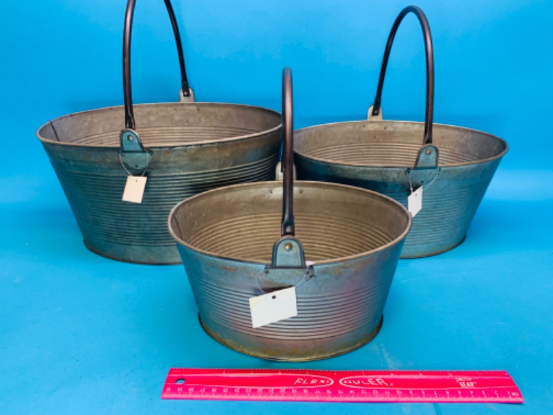 Photo 1 of 637216…3 nestling decorative metal buckets 