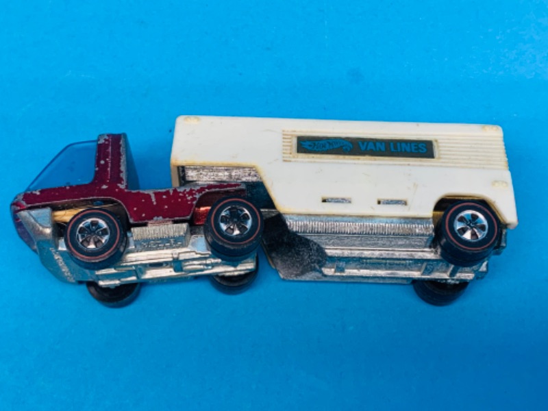 Photo 6 of 637427…worn- 1969 hot wheels redline heavy weights and van line trailer paint chips, scuffs, wear
