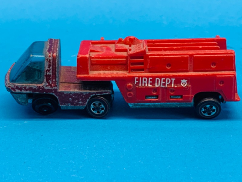 Photo 2 of 637428…worn- 1969 hot wheels redline heavy weights and fire dept trailer - bent wheels, paint chips, scuffs, and wear