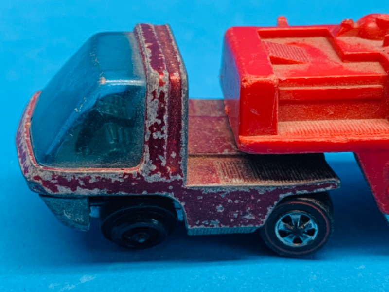 Photo 4 of 637428…worn- 1969 hot wheels redline heavy weights and fire dept trailer - bent wheels, paint chips, scuffs, and wear