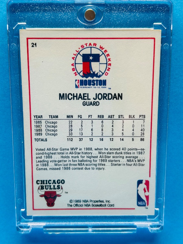 Photo 1 of 637472…Michael Jordan card 21 in hard plastic case 