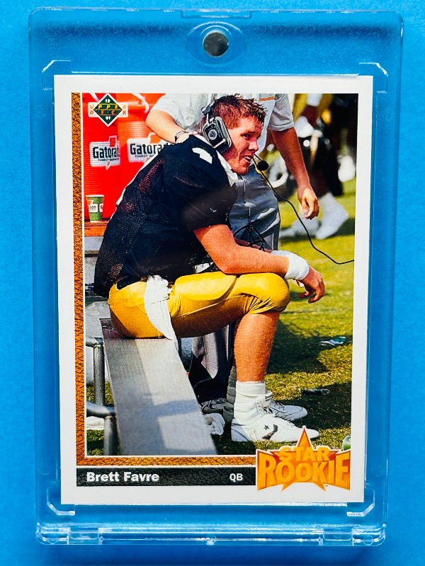 Photo 1 of 637483…Rookie Brett Favre card 13 in hard plastic case