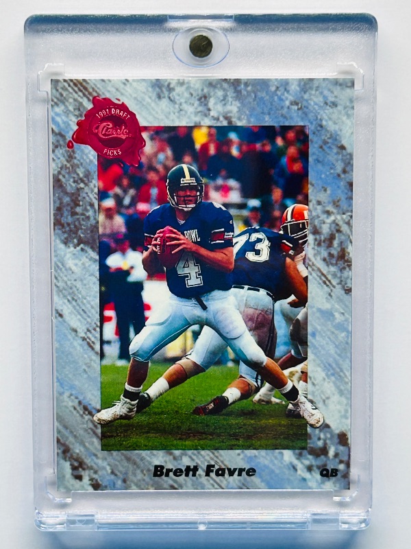 Photo 1 of 637484…Rookie Brett Favre card 129 in hard plastic case