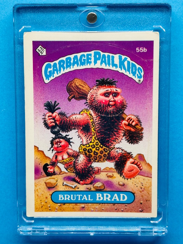 Photo 1 of 637489… vintage garbage pail kids Brutal Brad sticker card in hard plastic case 