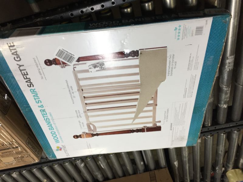 Photo 2 of Summer Infant Banister & Stair Safety Gate with Extra Wide Door, Wood, 33" - 46", Birch Stain with Gray Accents