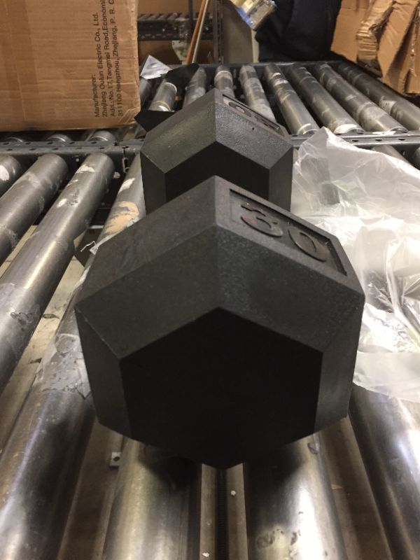 Photo 2 of 30LB RUBBER HEX DUMBELL - SINGLE 