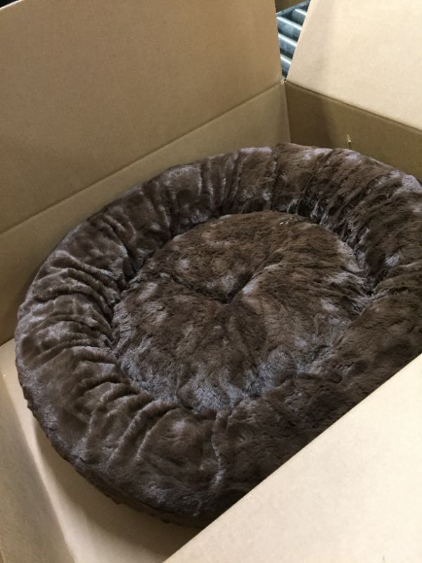 Photo 2 of Best Friends by Sheri The Original Calming Donut Cat and Dog Bed in Shag and Lux Fur, Machine Washable, High Bolster, Multiple Sizes S-XXL Lux Dark Chocolate Small 23" x 23" Bed Only