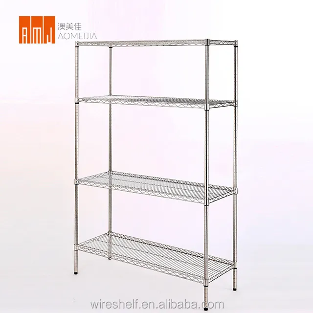 Photo 1 of 4 layer display shelving stainless steel wire rack shelf unit  with wheels - missing small hardware