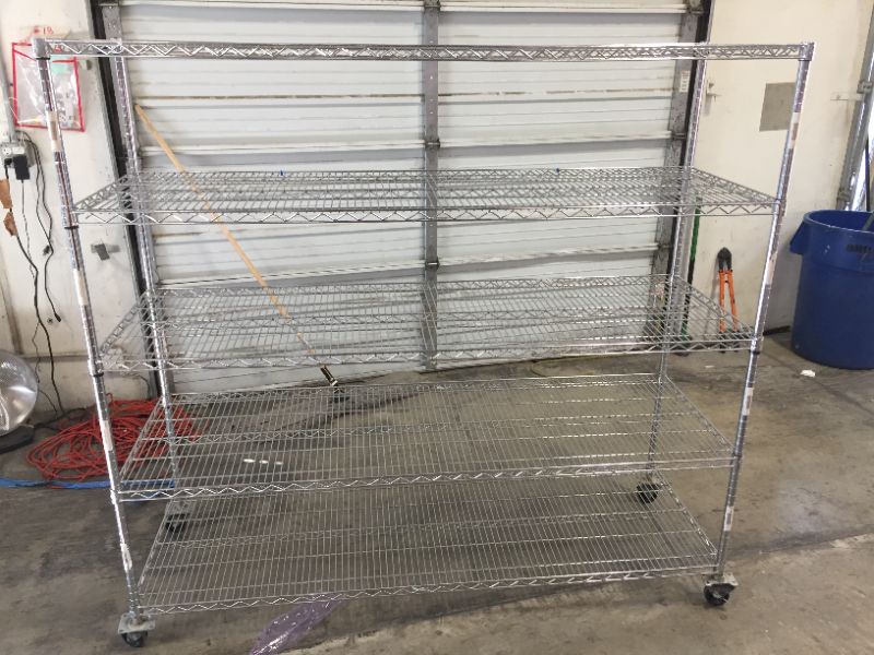 Photo 1 of 5 tier chrome wire shelving unit 66h x 72x x 24 inch